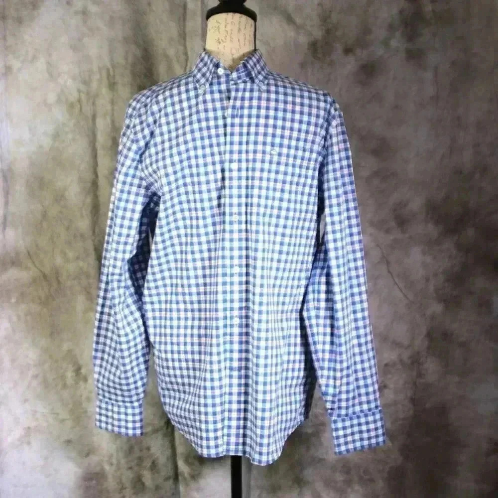 Southern Tide Classic Fit Size S Blue checked long sleeved button down shirt